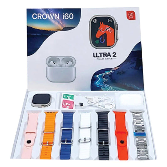 LAST DAY OF DISCOUNT🔥 CROWN i60 Ultra 2-Smart Watch With Airpods